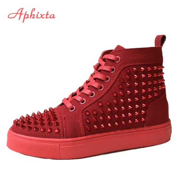 Aphixta Nieten Schuhe Frau Paar Stiefeletten Flache Ferse Plattform Stiefel Frauen Große Größe 44 Wasserdichte Motorrad Stiefel Männer & frauen