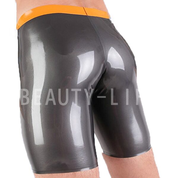 BEFITU Latex nizza shorts mit snap und zipper fetisch unter hosen codpiece anpassung sexy Bermuda natürliche handgemachte