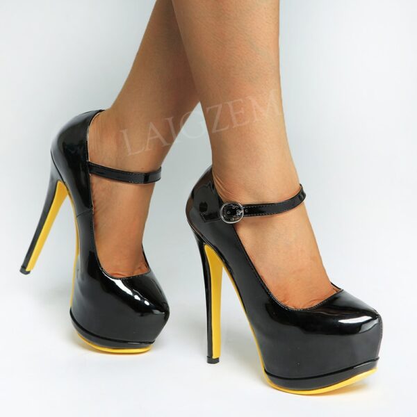 BERZIMER Handgemachte Frauen Plattform Pumps Mary Janes Stiletto Hochhackige Sandalen Schuhe Frau Damen Scarpe Donna Größe 43 44 47 52
