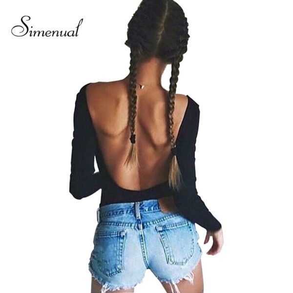 Backless lange hülse herbst body frauen 2021 verband fitness schlank schwarz overalls bodys sexy hot bodycon overalls kleidung