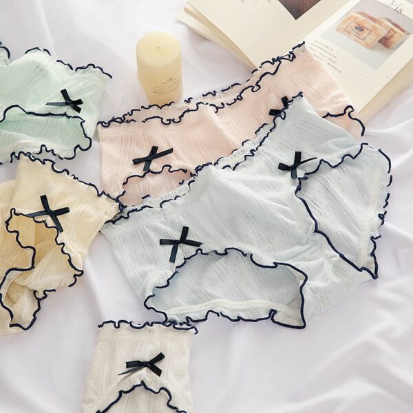 Baumwolle Rüschen Höschen für frauen Bogen Schriftsätze Weibliche Casual Mädchen Unterwäsche Atmungs Niedliche Cartoon Unterhosen Damen dessous NK85