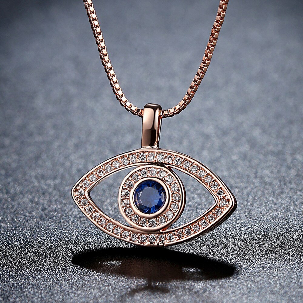 Blau Strass Luck Türkei Blue Evil Eye Choker Halskette für Frauen Box Kette Anhänger Halskette Mode Schmuck – Bild 3