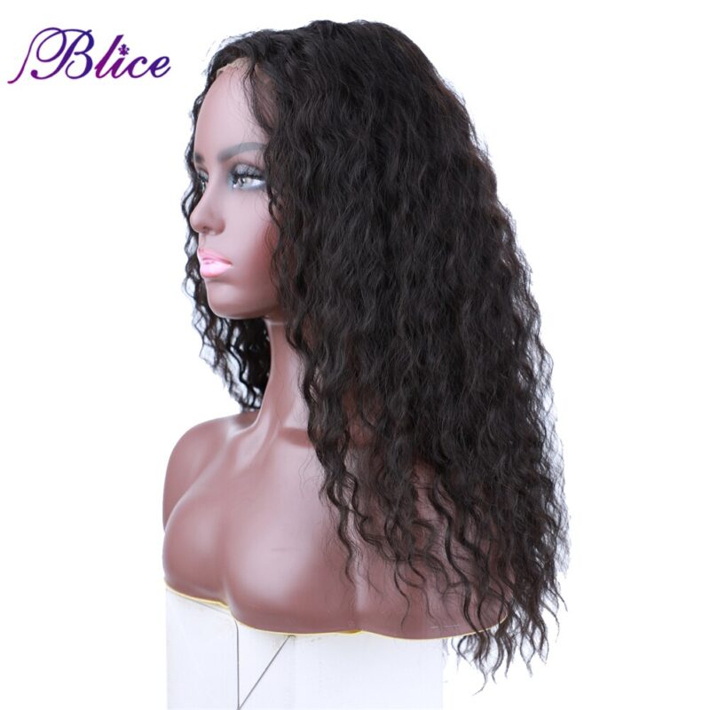 Blice Synthetische Spitze Verschluss Perücke Tiefe Welle Lange Haar Extensions Mixed Haar Perücken Natürlichen Stil 18 Zoll Für Frauen – Bild 2