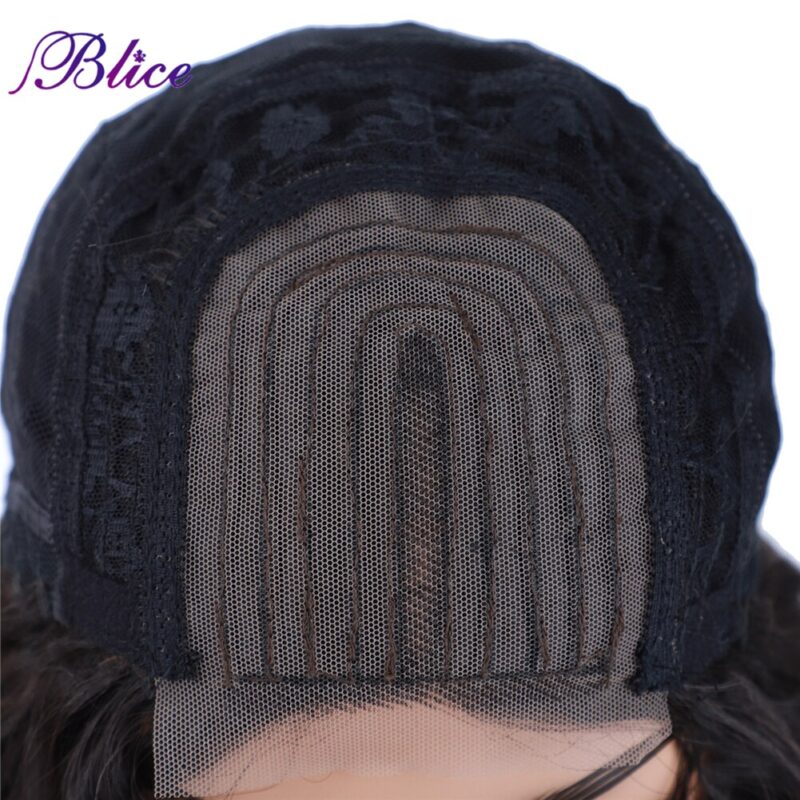 Blice Synthetische Spitze Verschluss Perücke Tiefe Welle Lange Haar Extensions Mixed Haar Perücken Natürlichen Stil 18 Zoll Für Frauen – Bild 6