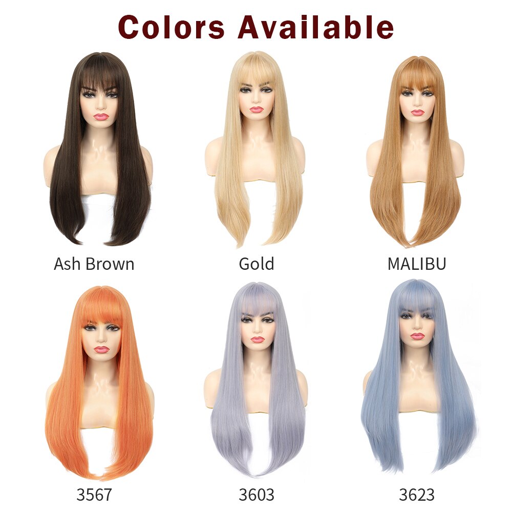 Blonde Perücke Mit Pony Synthetische Perücken Für Frauen Lange Gerade Lolita Hohe Temperatur Faser Haar Party Täglichen Cosplay Perücke IPARTY – Bild 4