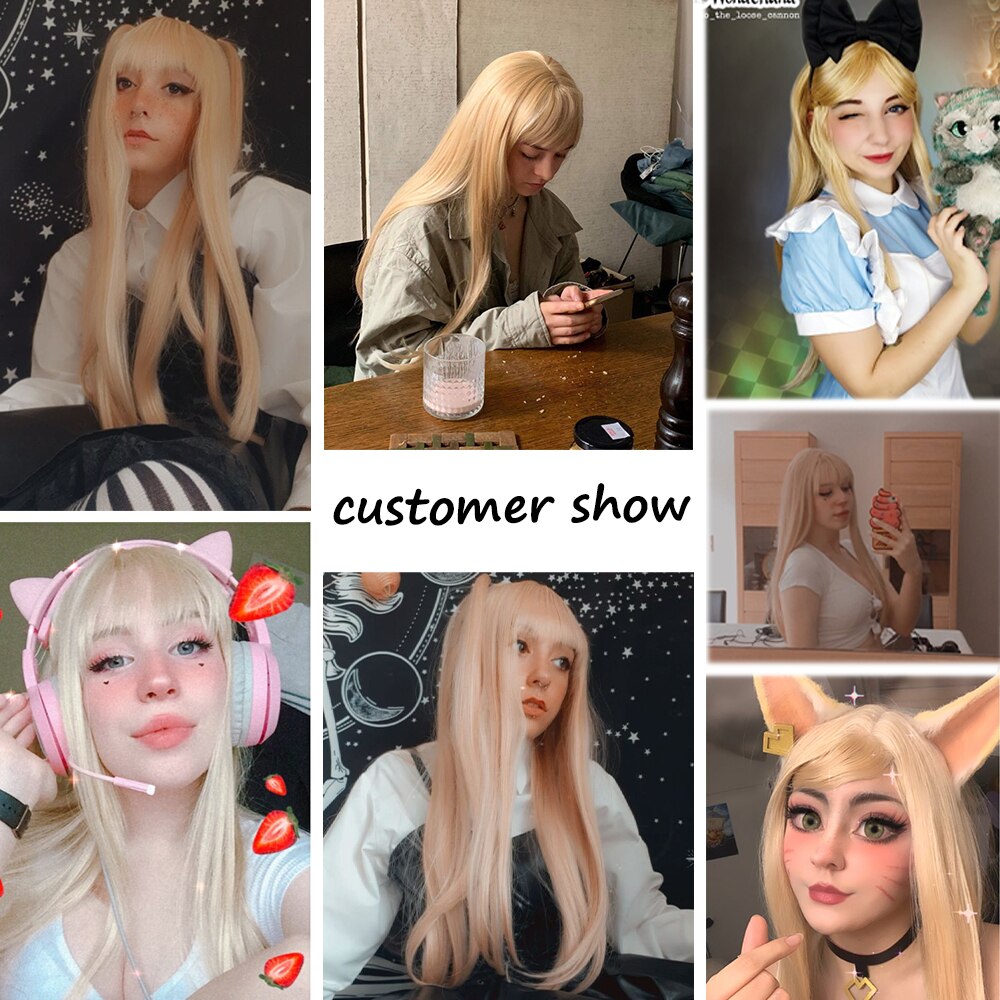 Blonde Perücke Mit Pony Synthetische Perücken Für Frauen Lange Gerade Lolita Hohe Temperatur Faser Haar Party Täglichen Cosplay Perücke IPARTY – Bild 6