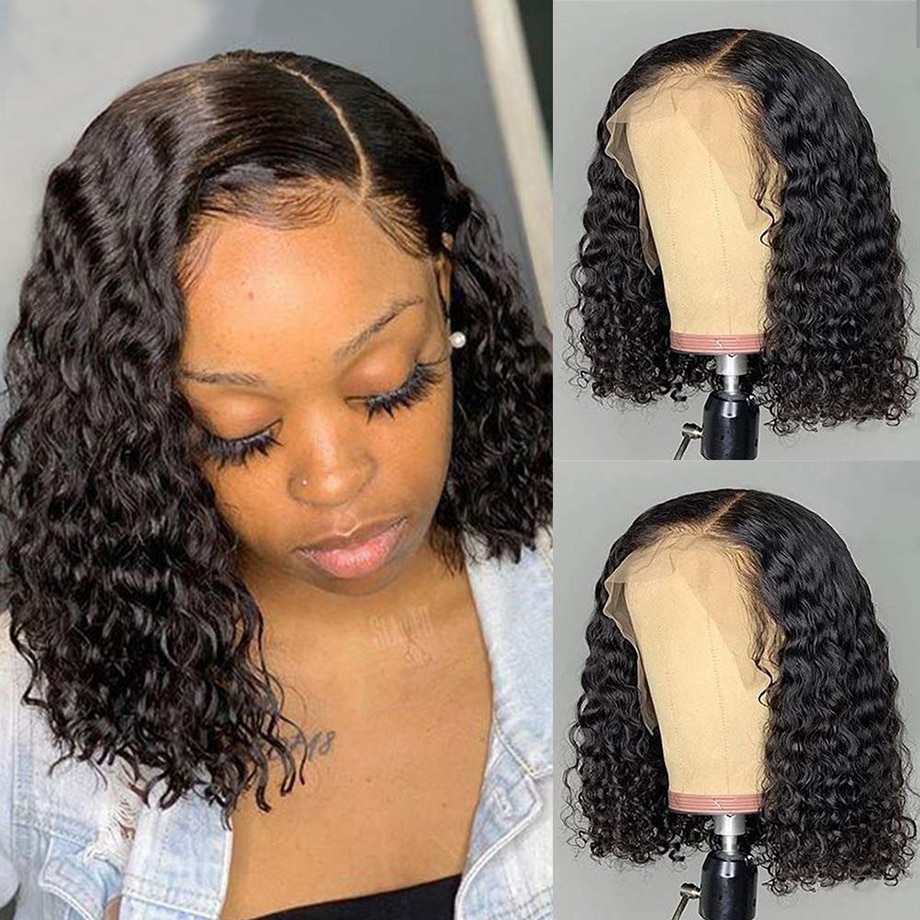 Bob Perücke Wasser Welle Spitze Front Menschliches Haar Perücken Für Schwarze Frauen 13x4 Spitze Frontal Perücke Pre Gezupft brasilianische Tiefe Welle Frontal Perücke