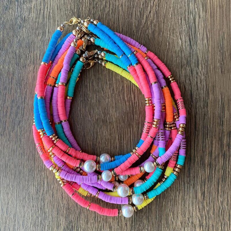 Boho Mode Bunte Halsband Halskette Schmuck Handgemachte Polymer Clay Halskette Frauen Strand Schmuck Geschenk – Bild 4