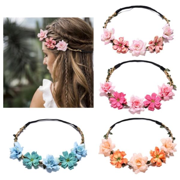 Braut Frauen Blume Crown Haar Band Hochzeit Floral Stirnband Girlande Band Bogen Mädchen Blume Kranz Kopfstück Haar Zubehör