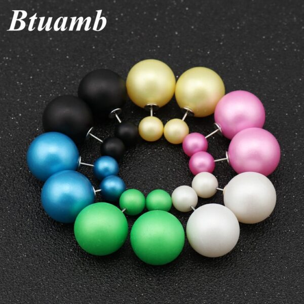 Btuamb Heißer Verkauf Doppel Seiten Big Ball Stud Ohrringe Neue Maxi 12 Farbe Simulierte Perle Ohrringe für Frauen Party Zubehör