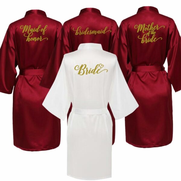 Burgund Satin Kimono Roben frauen kurze pyjamas morgenmantel wein rot Brautjungfer Geschenk team braut Braut Partei Roben