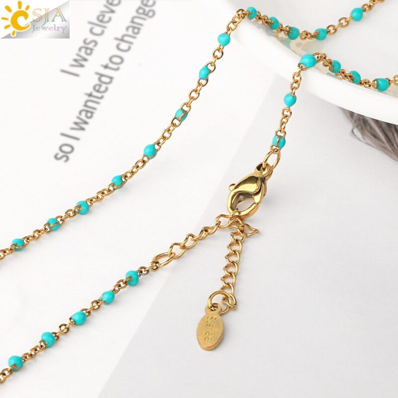 CSJA Mode Frauen Edelstahl Halskette Gold Farbe Perlen Kette Halsketten Chic Hochzeit Geschenk Collier Femme 2021 S673 – Bild 5
