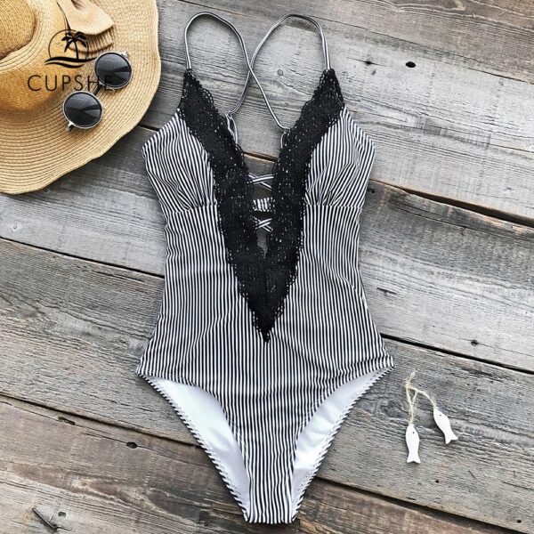 CUPSHE Grün Spitze einteiliges Badeanzug Ausschnitt Tiefem v-ausschnitt Sexy Body Monokini 2021 Neue Damen Strand Badeanzug bademode