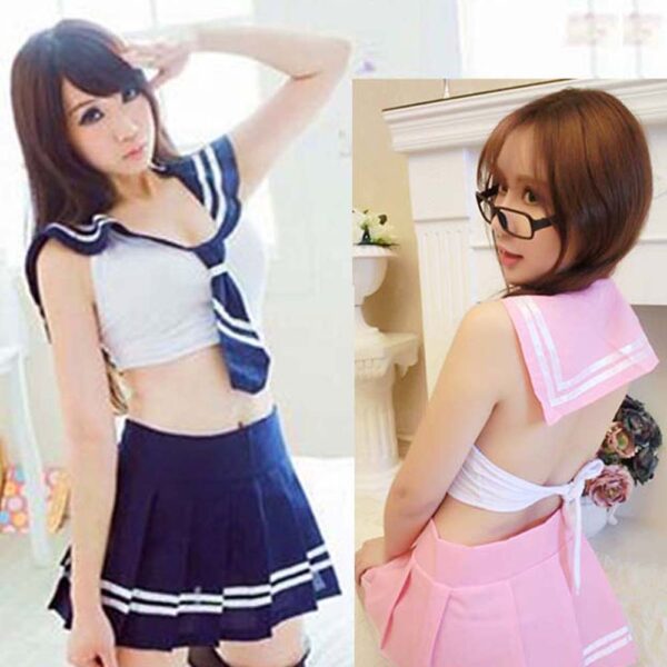 Candiway Heißer Rolle Spielen Schule mädchen Outfit Sexy kostüm Babydoll Mini Rock Uniform mit Krawatte Top Hemd