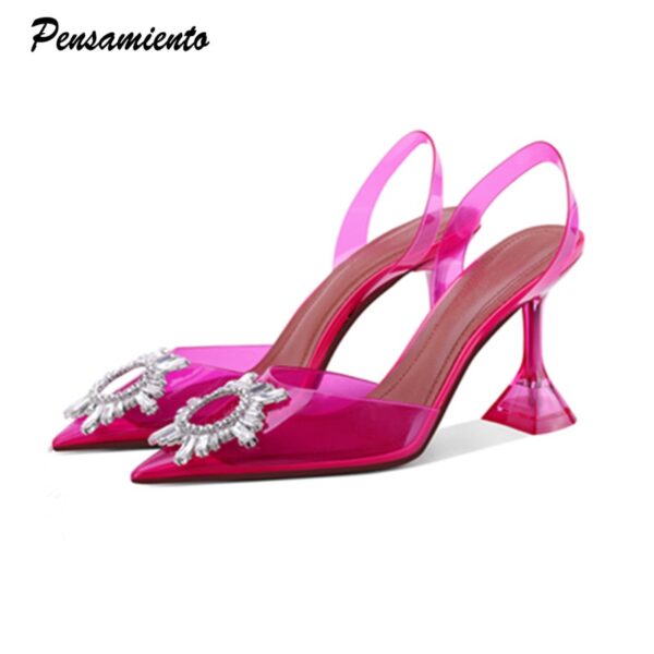 Candy farben Frauen Pumpt Elegante spitz Slingback Sommer Büro Dame Schuhe Mode Kristall High heel Hochzeit Kleid schuhe