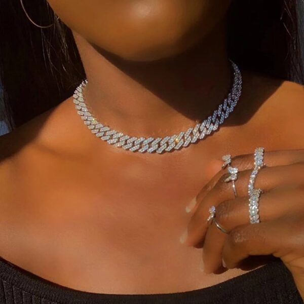 Caraquet Punk Hip Hop Cuban Link Kette Choker Halskette Iced Out Rapper Kristall Halskette Mode Bling Strass Schmuck Geschenk