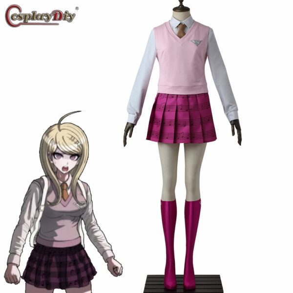 Cosplaydiy Danganronpa V3: Tötung Harmonie cosplay Akamatsu kaede kostüm mädchen rock schuluniform Halloween nach maß