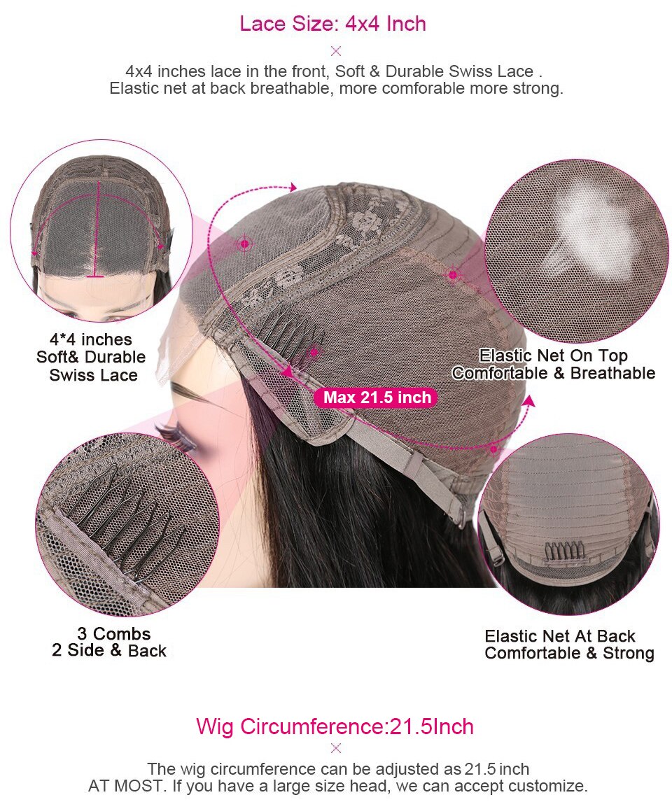 Cranberry Haar 4X4 Spitze Verschluss Körper Welle Perücke Remy Brasilianische Menschenhaar Perücken Für Frauen Körper Welle Verschluss Perücke Preplucked haaransatz – Bild 6