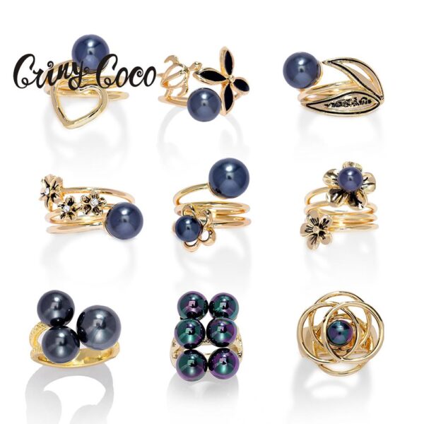 Cring Coco Gold Überzogene Ring Fashion Black Pearl Hawaiian Ringe Für Frauen Großhandel Preis Frangipani Herz Schildkröte Ring Schmuck