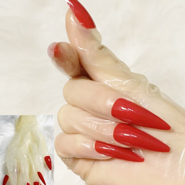 Crossdress Männer Zu Frauen Öl Shiny Transparent Super Dünne Latex Zentai Lange Nägel Fetisch Handschuhe Sheer Cosplay Kigurumi Handschuhe