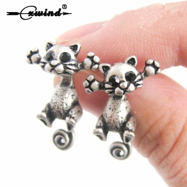 Cxwind Nette 3d Entzückende Kitty Katze Stud Ohrringe für kinder Schmuck tier ohrringe set Mode für Baby Kinder Mädchen Beste geschenk