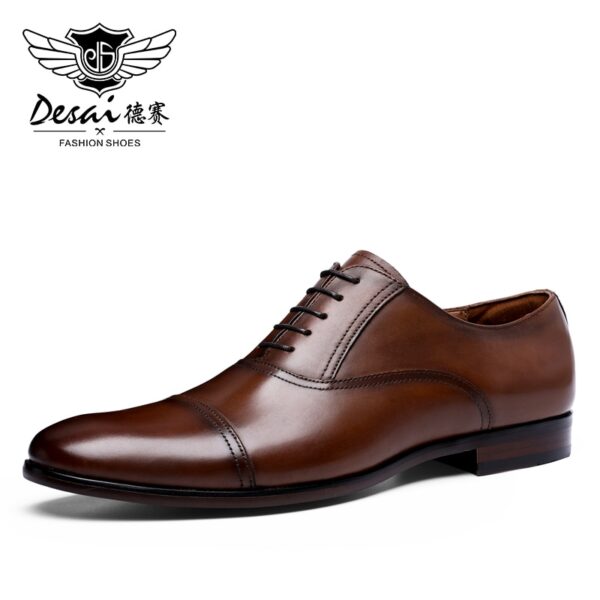 DESAI Marke Full Grain Echtes Leder Business Männer Kleid Schuhe Retro Patent Leder Oxford Schuhe Für Männer EU Größe 38-47