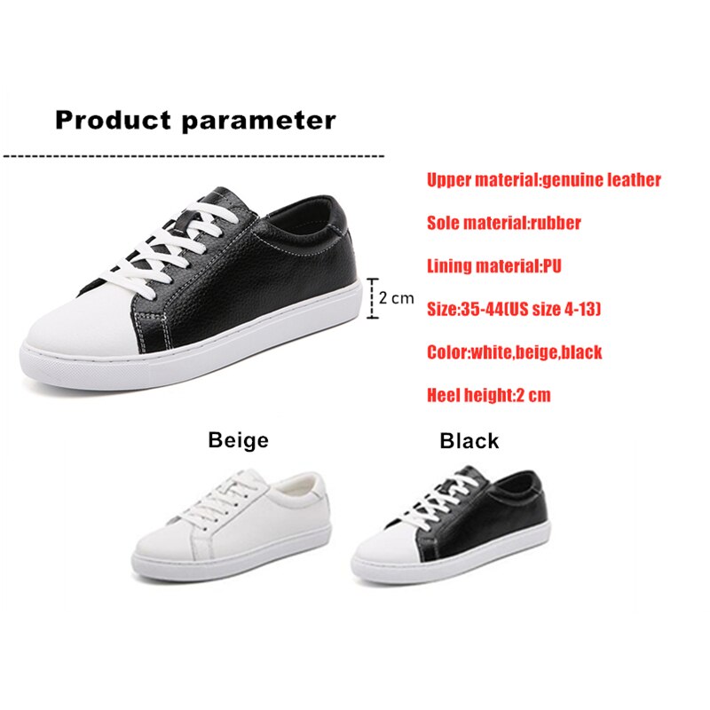 DONGNANFENG Frauen Weibliche Männer Studenten Echtem Leder Weiße Schuhe Wohnungen Lace Up Weiche Vulkanisierte Schuhe Koreanische Plus Größe 43 44 – Bild 4