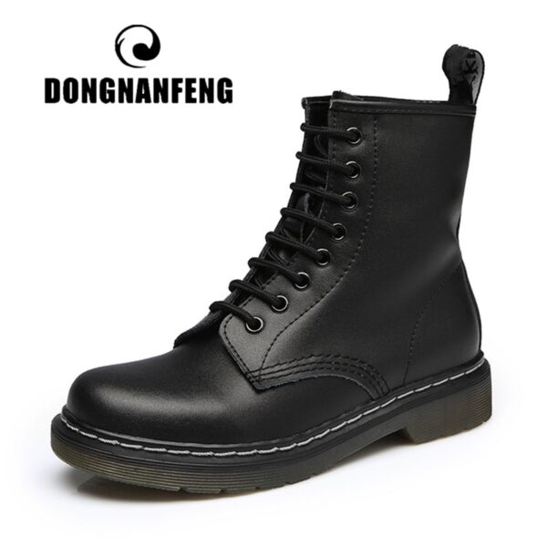 DONGNANFENG frauen Damen Weibliche Männer Knöchel Echtem Leder Schuhe Stiefel Paltform Plüsch Fell Warme Winter Plus Größe 43 44 lace Up