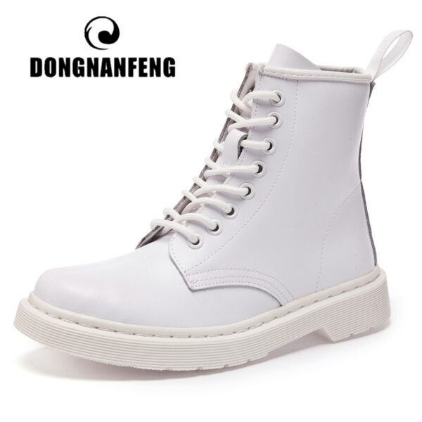 DONGNANFENG frauen Weibliche Männer Herbst Echtem Leder Knöchel Schuhe Stiefel Plattform Lace Up Herbst Winter Pelz Plüsch Plus Größe 43 44