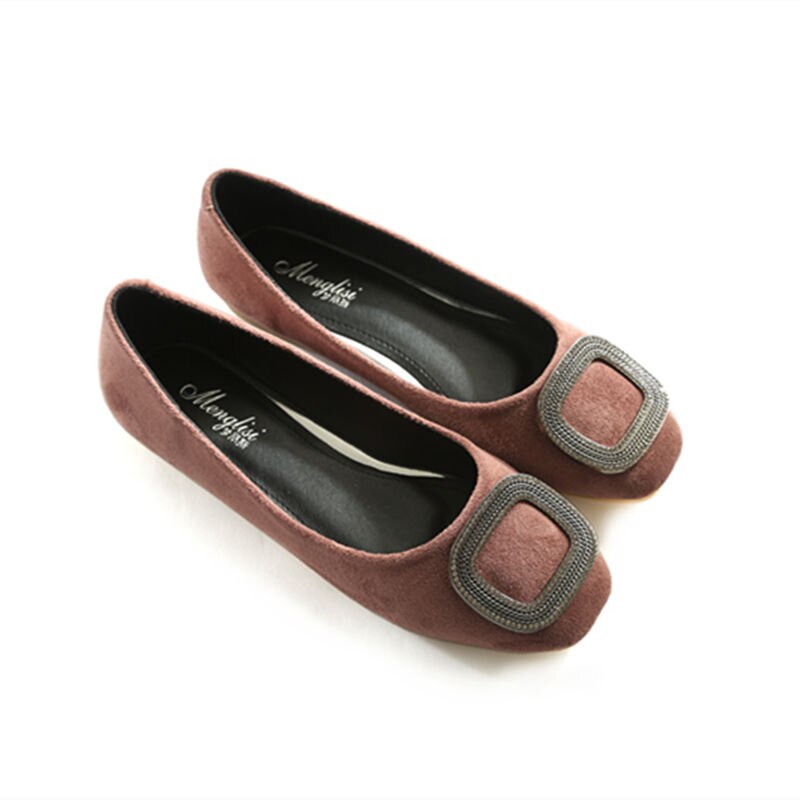 Dame Ballett Flache Schuhe Größe 31-46 Extra Große Größe 44 45 Frauen Flache Ferse Schuhe Quadratischen Kopf Flock leder Metall Dekoration Slip Auf – Bild 5