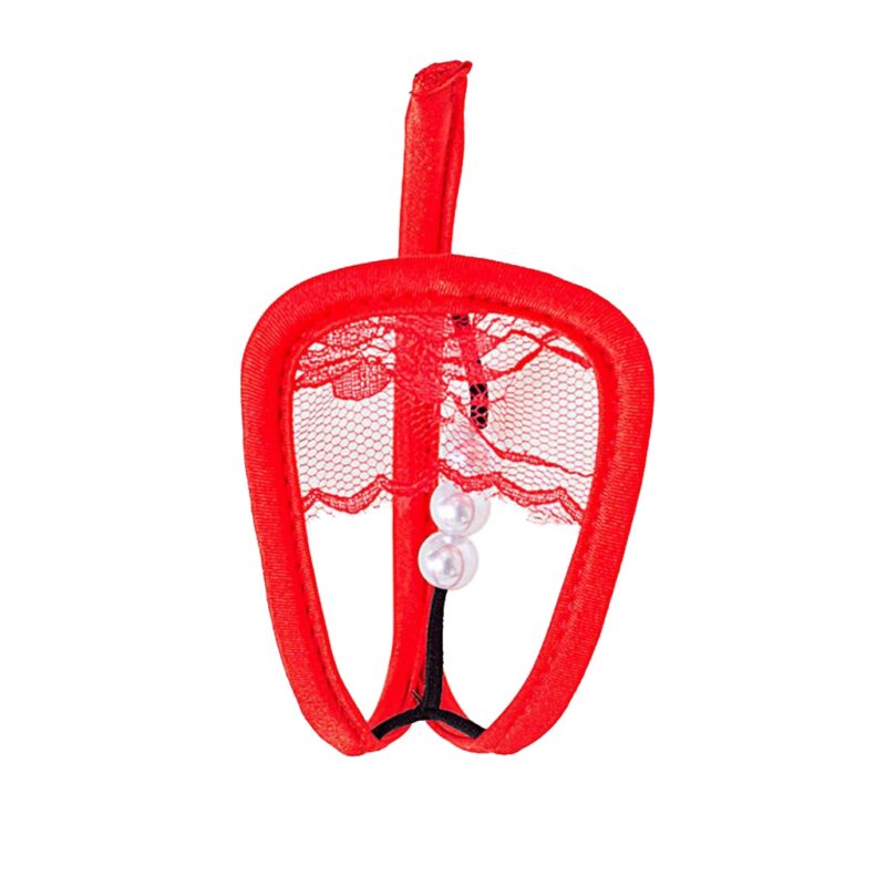 Damen C-String Slip mit Spitze Perken Deco Mini Slip Höschen Tanga Tanga