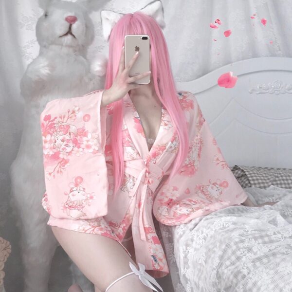 Damen Janpanese Traditionellen Kimono Sexy Cosplay Kostüme Sexy Oufit Frauen Kawaii Rosa Nette Dessous Pyjamas