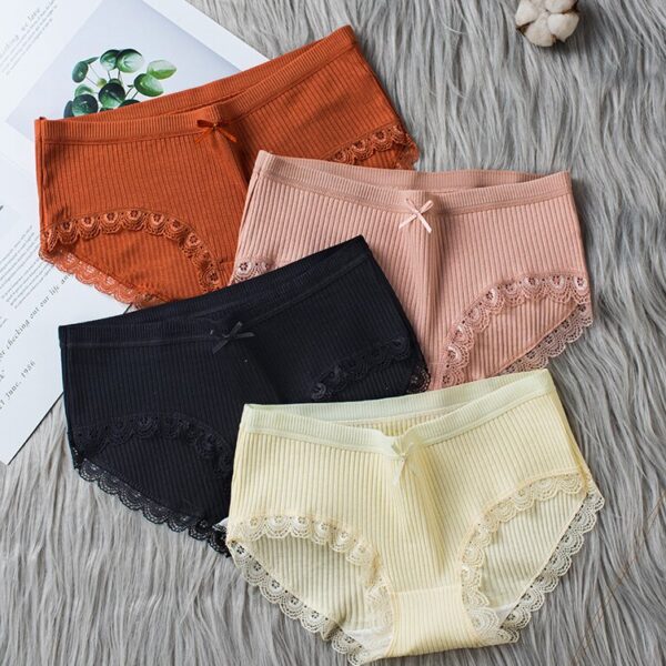 Dessous Frauen Baumwolle Höschen Bogen Frauen Unterwäsche Solid Atmungs Taille Mädchen Weibliche Unterhose Plus Größe Dame Briefs Rosa