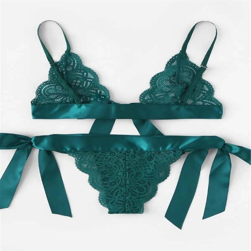 Dessous Set Frauen Spitze Bh Set Sexy frauen Set Aushöhlen Unterwäsche Set Transparent Bh und Höschen Lenceria Bh und Panty Set – Bild 3