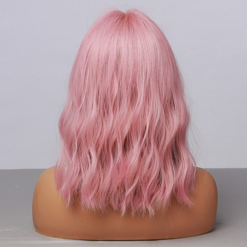 EASIHAIR Rosa Bob Perücken für Frauen Synthetische Perücken mit Pony Natürliche Haar Perücke Medium Länge Nette Cosplay Perücken – Bild 2