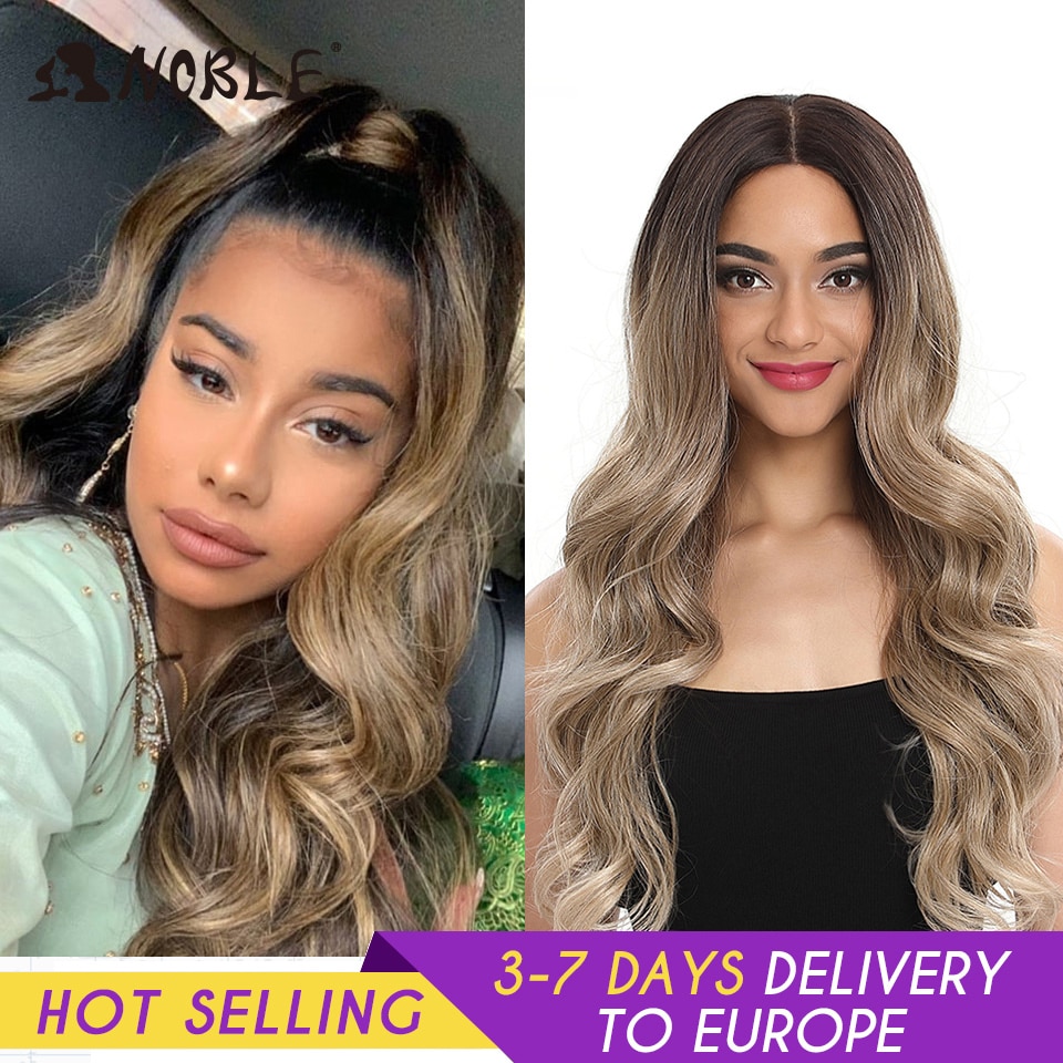 Edle Haar Spitze Front Ombre Blonde Perucke 30 Inch Spitze Lange Wellenformige 360 Perucke Rot African American Synthetische Perucken Fur Schwarz Frauen Sissy Schule De