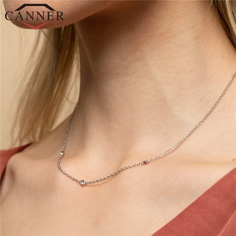 Einfache INS 925 Sterling Silber Halsband Gold Silber Kette Stern Anhänger Kurze Halsketten Für Frauen Charming Zirkon Halskette Schmuck – Bild 4