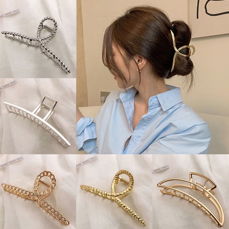 Einfache Metall Aushöhlen Geometrische Haar Klaue Damen Elegante Haar Zubehör Kreuz Krabben Bad Clip Für Frauen Mode Mädchen Headwear