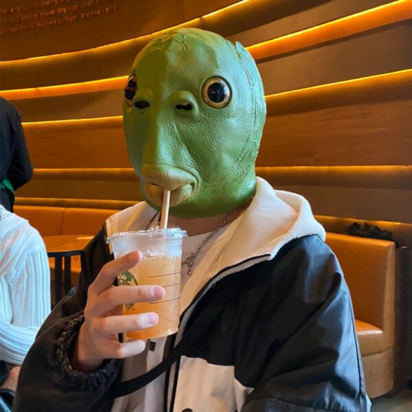 Eraspooky 2020 HEIßER Lustige Grün Fisch Kopf Masken Cosplay Halloween Kostüm Für Erwachsene Purim Xmas Party Requisiten Tier Latex Kopfbedeckungen