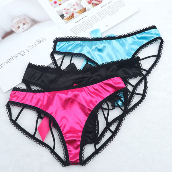 Exotische Briefs Sexy Aushöhlen Bandage Damen Unterwäsche mit Zurück Spitze Bogen Sexy Dessous Frauen Höschen Ouvert Sexy Tanga