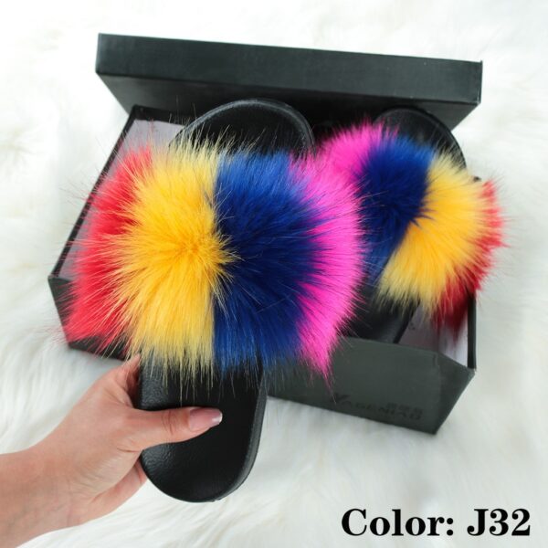 Faux Pelz Rutschen Frauen Sommer Hausschuhe Hause Schuhe Frau Faux Pelz Sandalen Weibliche Mode 2019 Größe 36 37 38 39 40 41 42 43 44 45