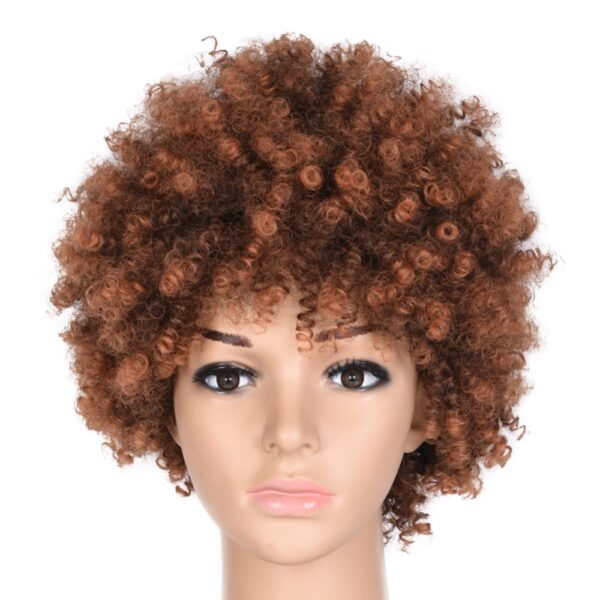 Feilimei Synthetische Ombre Verworrene Lockige Perücken Für Frauen Natürliche Braun Kurze Afro Gefälschte Haar Wärme Beständig Weibliche Perücke