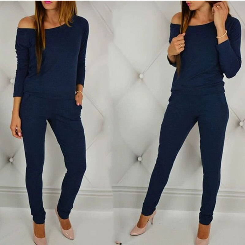 Frühling Herbst Feste Frauen Overall Elegante Lange Hülse Tasche Off Schulter Sexy Overalls Schlank Rompsers Schwarz Bodys Femme – Bild 6