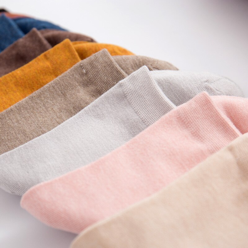 Frühling frauen Harajuku Solide Dünne Candy Farbe Bunte Bambus Faser Socken 5 Pairs – Bild 5