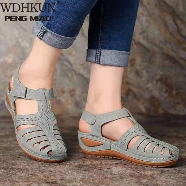 Frau Sommer Leder Vintage Sandalen Schnalle Casual Nähen Frauen Schuhe Weibliche Damen Plattform Retro Alias Plus 35-43