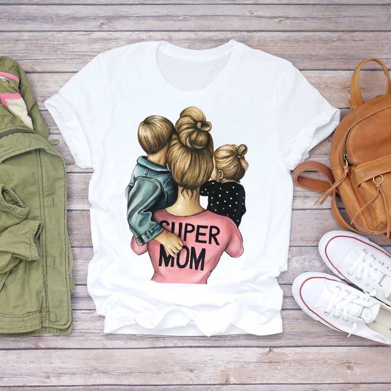 Frauen 2020 Cartoon Super Mom Leben Momlife Sommer Druck Dame T-shirts Top T Shirt Damen Frauen Grafik Weibliche T T-Shirt