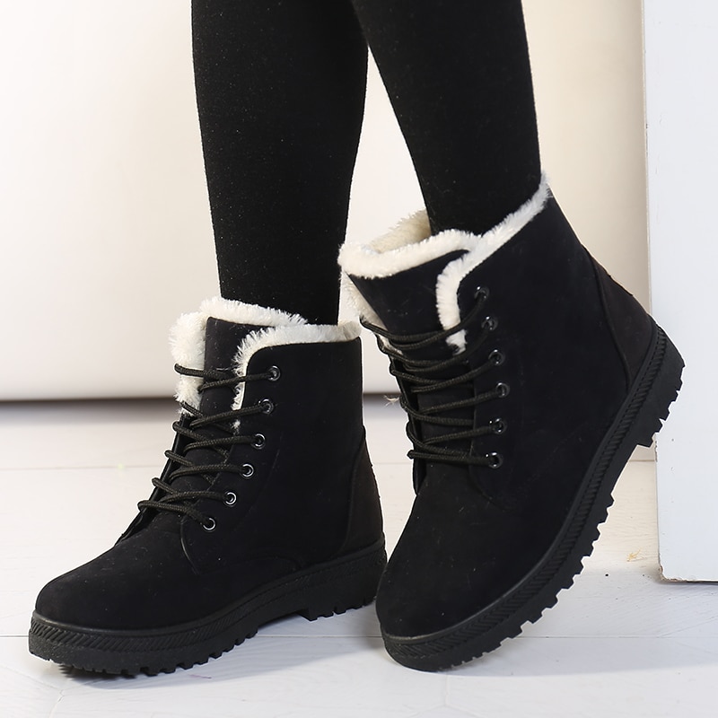 Frauen Boot Winter Ankle Boot Für Frauen Winter Schuhe Mit Pelz Weiblichen Schnee Stiefel Botas Mujer Warm Plüsch Schuhe frau Plus Größe 44
