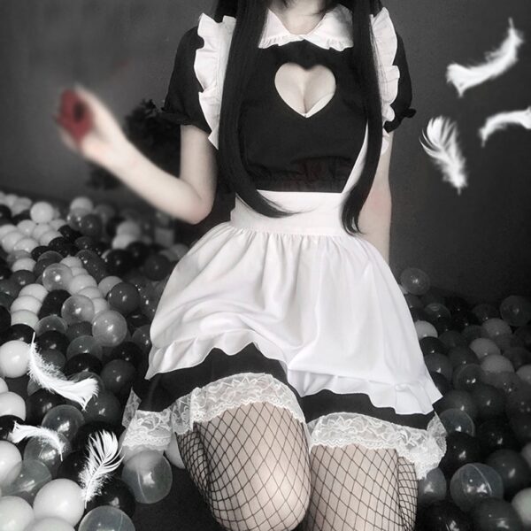 Frauen Cosplay Kostüm Sexy Erotische Wäsche Maid Kellnerin Diener Uniform Schwarz Weiß Rolle Spielen Kleid