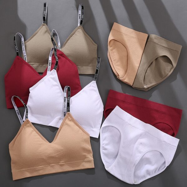 Frauen Dessous Bh Set Nahtlose Tops Bralette Büstenhalter Sexy Unterwäsche Anzug Finetoo Strap Backless Tank Cropped Top Höschen Sets