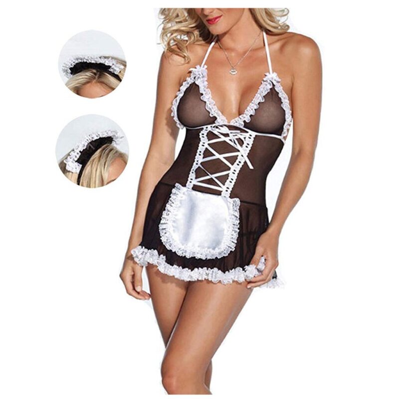 Frauen Erotische Sexy Maid sex anzug Dessous set Porno Sexy Kostüme Weibliche spitze kleid Cosplay Outfit Babydoll Kawaii rock U * – Bild 2